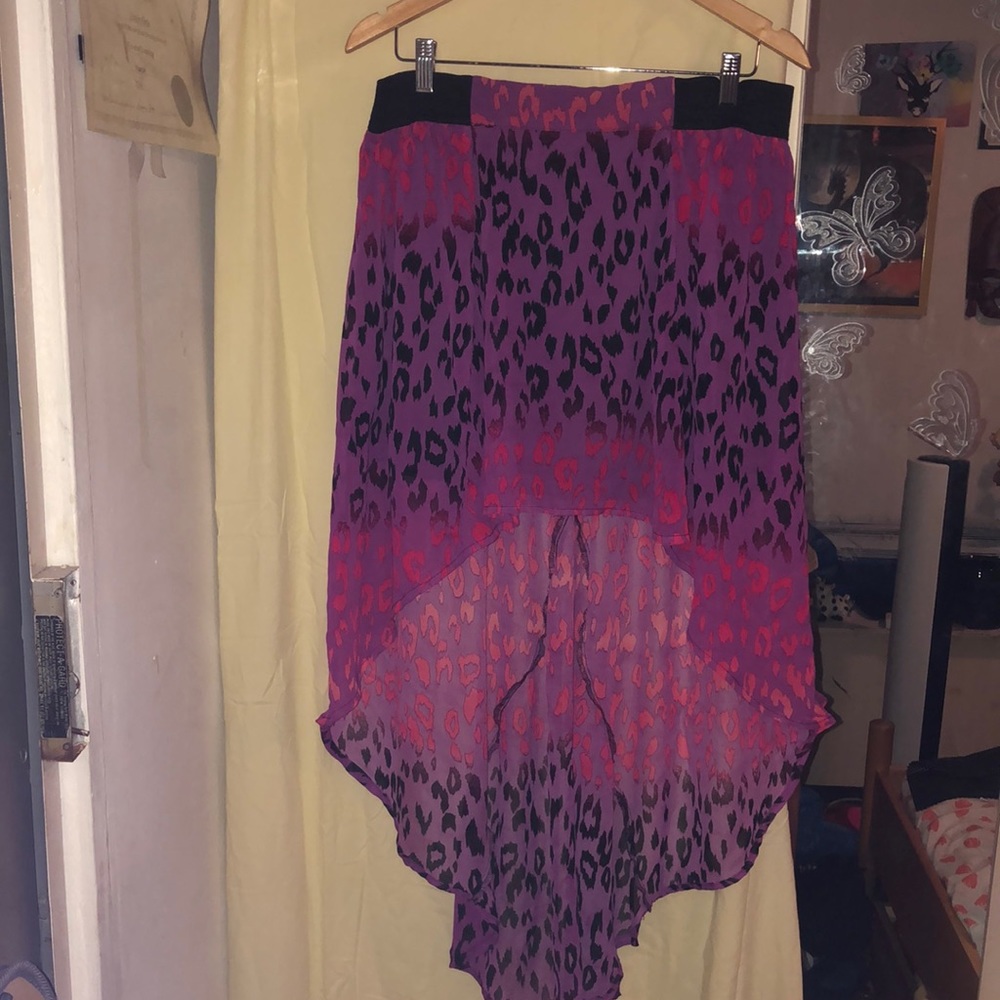 Leopard Print High Low Skirt
